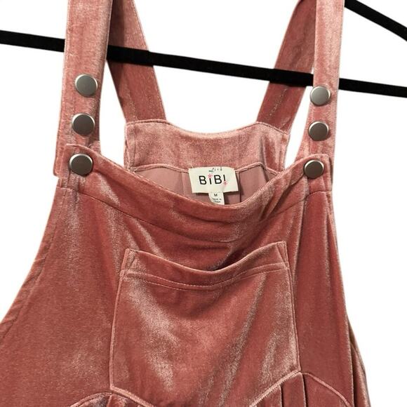 BiBi M velvet oversized wide leg adjustable overalls dusty pink mauve - Picture 2 of 11